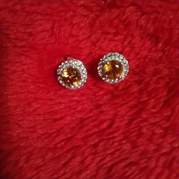 Sterling silver/CITRINE Nov. birthstone earrings Kay Jewelers - Picture 1 of 4